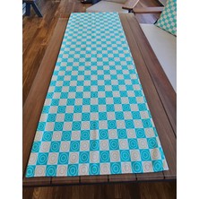 Günebakan ve Arkası Dama Desenli Runner & Kırlent Desenli Takım