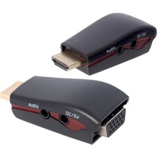 Powermaster PM-13645 5 Volt - Ses Çıkışlı HDMI To VGA Çevirici Aparat