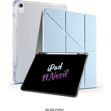 Fuchsia Apple iPad 11. Nesil A16 2025 Uyumlu 10.9 Inç Kalem Bölmeli Standlı Fuchsia Tri Folding Tablet Kılıfı