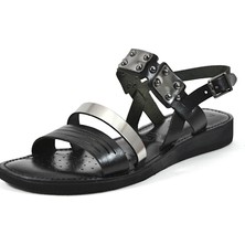 Beety CR.120 Deri Siyah Kadın Bodrum Sandalet