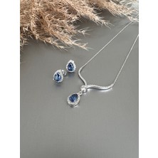 Zeta Jewel 925 Ayar Gümüş Damla Model Gümüş Tanzanit Set