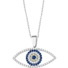 Sylvery Jewels Zirkon Taşlı Göz Nazar Boncuğu Nazar Boncuğu 925 Ayar Gümüş Nazar Kolye