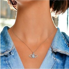 Sylvery Jewels Zirkon Taşlı Göz Nazar Boncuğu Nazar Boncuğu 925 Ayar Gümüş Nazar Kolye