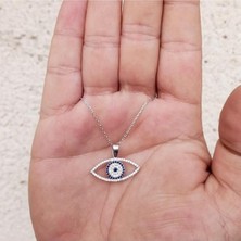 Sylvery Jewels Zirkon Taşlı Göz Nazar Boncuğu Nazar Boncuğu 925 Ayar Gümüş Nazar Kolye