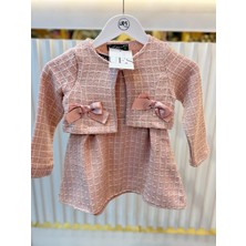 Şanel Kumaş Pembe Fiyonk Detaylı Ceketli Elbise