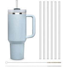 Madamina 6 Adet Düz Cam Pipet, 31  cm  , 1 Adet Fırça, 30/40OZ Stanley Adventure Quencher Şeffaf Pipet (6 Düz)