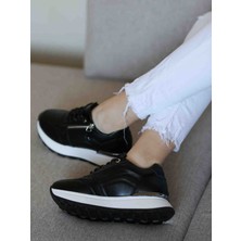 En Cici Moda Lexi Siyah Kaymaz Taban Fermuar Detaylı  Kadın Sneaker Ayakkabı