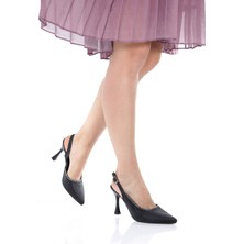 Tonnyy Siyah Taşlı Stiletto Yanı Açık Topuklu Abiye Ayakkabı