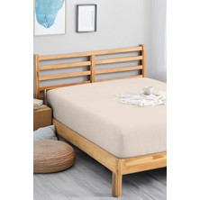 Penye Lastikli Çarşaf Pamuklu Jersey Süper Battal Kişilik 200 x 200 cm  Krem