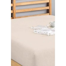 Penye Lastikli Çarşaf Pamuklu Jersey Süper Battal Kişilik 200 x 200 cm  Krem
