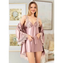 Miss Laris Lingerie Satenikili Gecelik Takımı(Sabahlıklı)