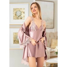 Miss Laris Lingerie Satenikili Gecelik Takımı(Sabahlıklı)