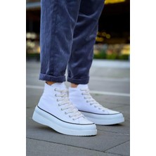 Kazax KB-CX-3 Kuback Uzun Beyaz Keten Beyaz Yüksek Taban Spor Ayakkabı