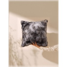 Bubble Tavşan Tüyü, Çift Taraflı, Gizli Fermuarlı Pofuduk Kırlent Kılıfı 40x40 Eskitme Gri