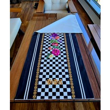Another Style Damalı Çiçek Desenli Runner