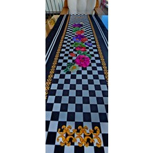 Another Style Damalı Çiçek Desenli Runner