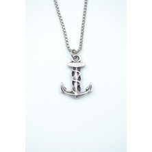 Çapa Gümüş Kaplama Örme Zincir Kolye