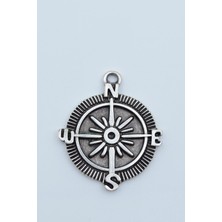 Pusula Gümüş Kaplama Kolye Ucu