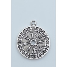 Vegvisir Pusula - Viking Sembol Gümüş Kaplama Kolye Ucu