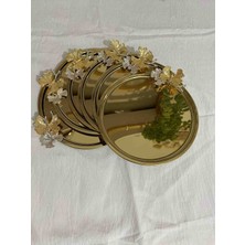 Lüx 6'lı Gold Yuvarlak Kelebekli Sunum Tepsisi 21 cm