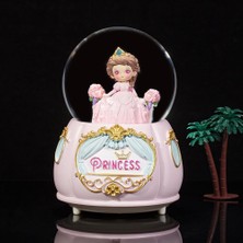 Prenses Temalı Büyük Boy Püskürtmeli Işıklı ve Müzikli Kar Küresi