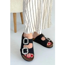 Ceylinmoda Nool Siyah Nubuk Terlik