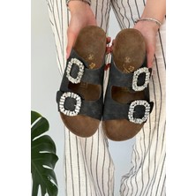 Ceylinmoda Nool Siyah Nubuk Terlik