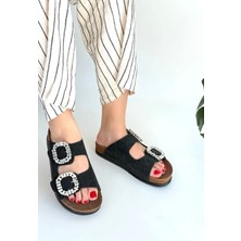 Ceylinmoda Nool Siyah Nubuk Terlik