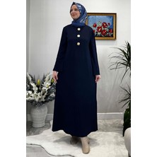 Rabia Şamlı Banu Broşlu Triko Elbise Lacivert