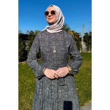 Rabia Şamlı Kot Efektli Elbise Haki