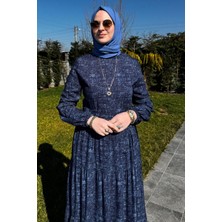 Rabia Şamlı Kot Efektli Elbise Lacivert