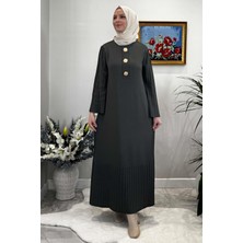 Rabia Şamlı Banu Broşlu Triko Elbise Haki