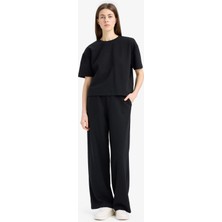 DeFacto Relax Fit 2'li Takım Bisiklet Yaka Kısa Kollu Üst Esnek Belli Uzun Alt E6596AX25SP