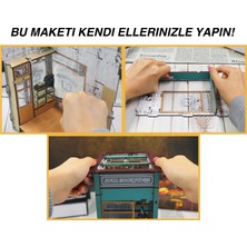 Minyaturia Kendin Yap Minyatür Booknook – LED Işıklı Ahşap Maket Ev | 3D DIY Hobi ve Kitaplık Dekor Seti | Minyatür Maket