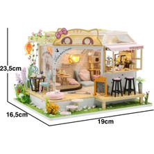 Kendin Yap Minyatür Kedi Temalı Kafe – LED Işıklı Ahşap Maket Ev | Kendin Yap DIY Hobi Seti | Tozluk Korumalı El Yapımı 3D Puzzle