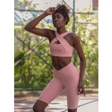 Rose Çapraz Bel Tasarımlı Biker Tayt ( Bisikletçi Taytı )