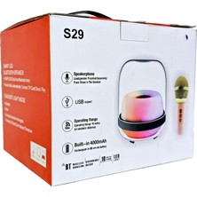 S29 Bluetooth Hoparlör | Kablosuz Mikrofonlu, Renkli Işıklı, Taşınabilir Karaoke Hoparlör