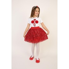 Kız Çocuk Alt-Üst Takım 23 Nisan 29 Ekim 19 Mayıs Gösteri Kıyafetleri Taç Toka Pisi Pisi Dahil