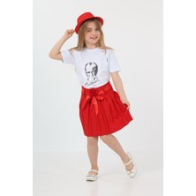 Kız Çocuk Alt Üst Takım Tshirt Etek 23 Nisan