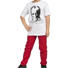 23 Nisan Unisex Çocuk Kısa Kol Atatürk Baskılı T-Shırt Pantolon 0-24