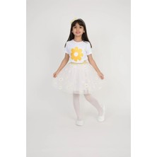 Kız Çocuk 23 Nisan 29 Ekim Gösteri Doğum Günü Kıyafeti Desenli Kısakol T-Shirt Tütü Etek Takım