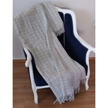 Barano Yussi Tek Kişilik Battaniye Gümüş Gri Modern Eskitme Desenli