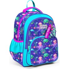 Coral High Kids Lavanta Turkuaz Deniz Temalı Üç Bölmeli Okul Sırt Çantası 14422