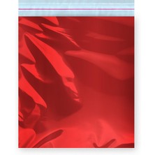 Ambalaj Pazarı Bantlı Metalize Hediye Paketi Kırmızı 17 x 25  cm  - 100 Adet