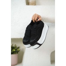 Kadın Gusto Kalın Tabanlı Spor Ayakkabı - Siyah Beyaz