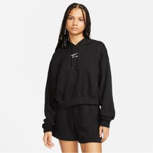 Nike Kadın Siyah Sportswear Air Oversized Mod Crop Fleece Hoodie XL Beden ile Modern Stil