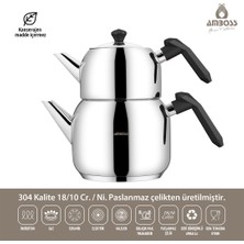 Amboss Opal Çelik Çaydanlık Seti - Orta Boy Siyah - OPA 6947