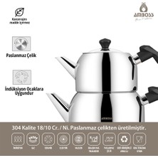Amboss Opal Çelik Çaydanlık Seti - Orta Boy Siyah - OPA 6947