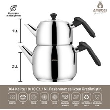 Amboss Opal Çelik Çaydanlık Seti - Orta Boy Siyah - OPA 6947