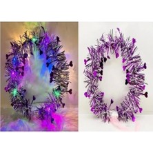 ENG Nessiworld Kalp Püsküllü Gece Parıltısı 3 Modlu Led&amp;#39;li Işıklı Taç Mor Renk